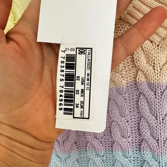 ✨ ELA Pastel Rainbow Knit Sweater Vest | Cable | Size 6 - Picture 4 of 5